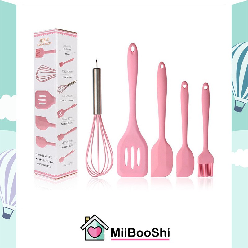 Bộ dụng cụ làm bánh nấu ăn nhà bếp silicon nhiều món đa năng tiện lợi màu xinh xắn MiibooShi TQ522221