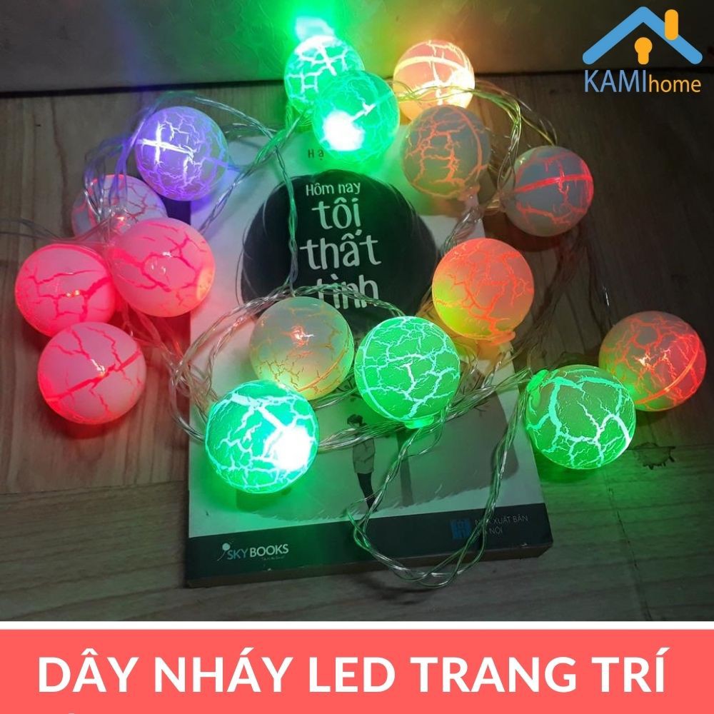 Dây đèn led trang trí cây thông noel tết phòng ngủ hình Cầu rạn nháy dài 4m - 16 bóng mã 26011