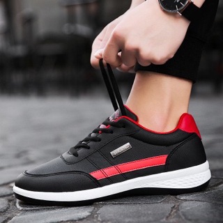 Giày Thể Thao Nam Sneakers Đen Viền Đỏ