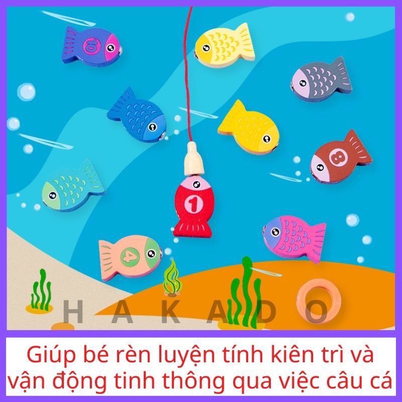 [Sẵn Hàng] Đồ chơi phát triển trí tuệ bằng gỗ 7 trong 1 Bảng học chữ số đếm ghép hình học, động vật, câu cá cho bé