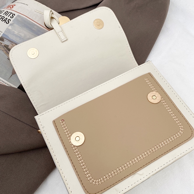 Túi đeo chéo màu sắc tương phản phong cách Hàn Quốc đơn giản