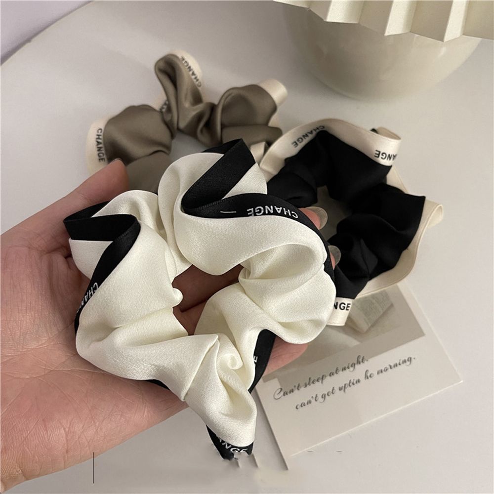 Dây buộc tóc cao su màu trơn in chữ phong cách Hàn Quốc dễ thương cho nữ