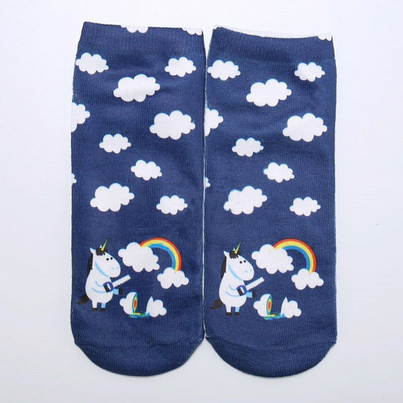 ღ𝓂ℰ3D Print Cute Unicorn Socks Low Cut Ankle Women Boat Sock Harajuku Emoji Fashion Hot Gifts | BigBuy360 - bigbuy360.vn