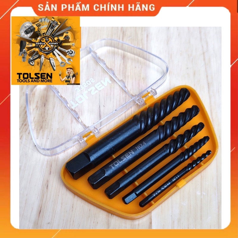 Bộ 5 mũi ren tháo bu lông, ốc vít gãy TOLSEN 33505