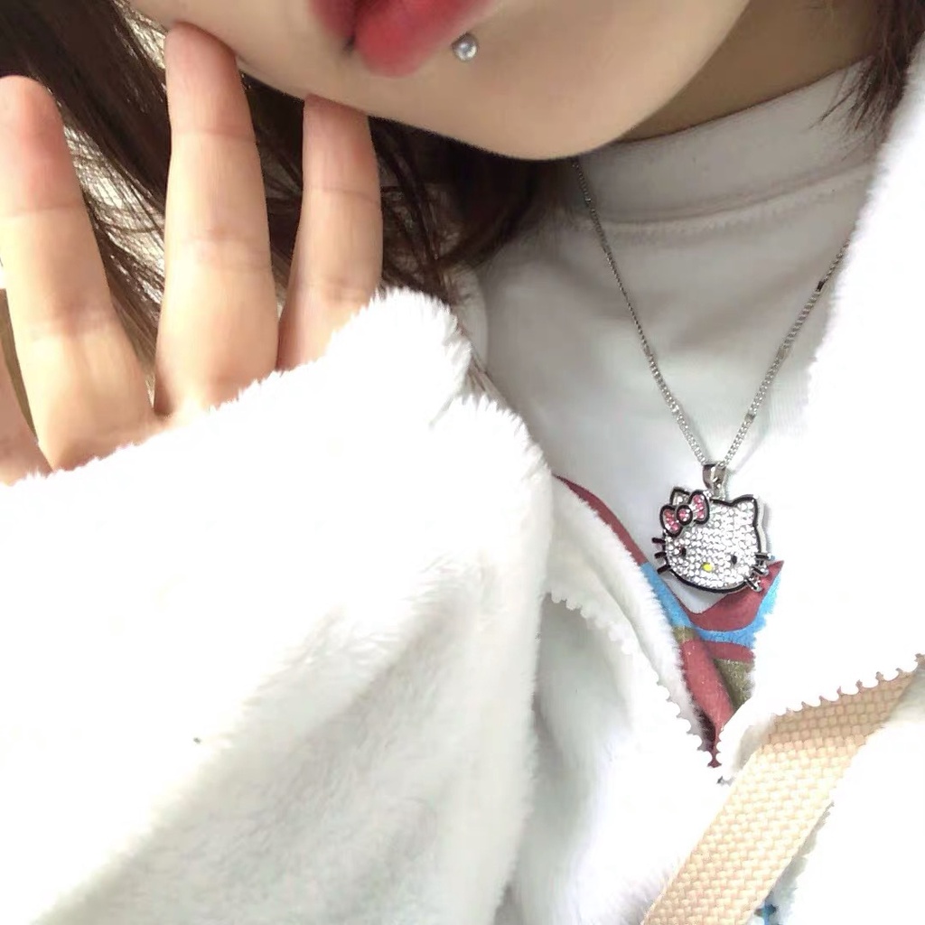 Dây Chuyền Mặt Hình Hello Kitty Đính Đá Phong Cách Dễ Thương - TS09