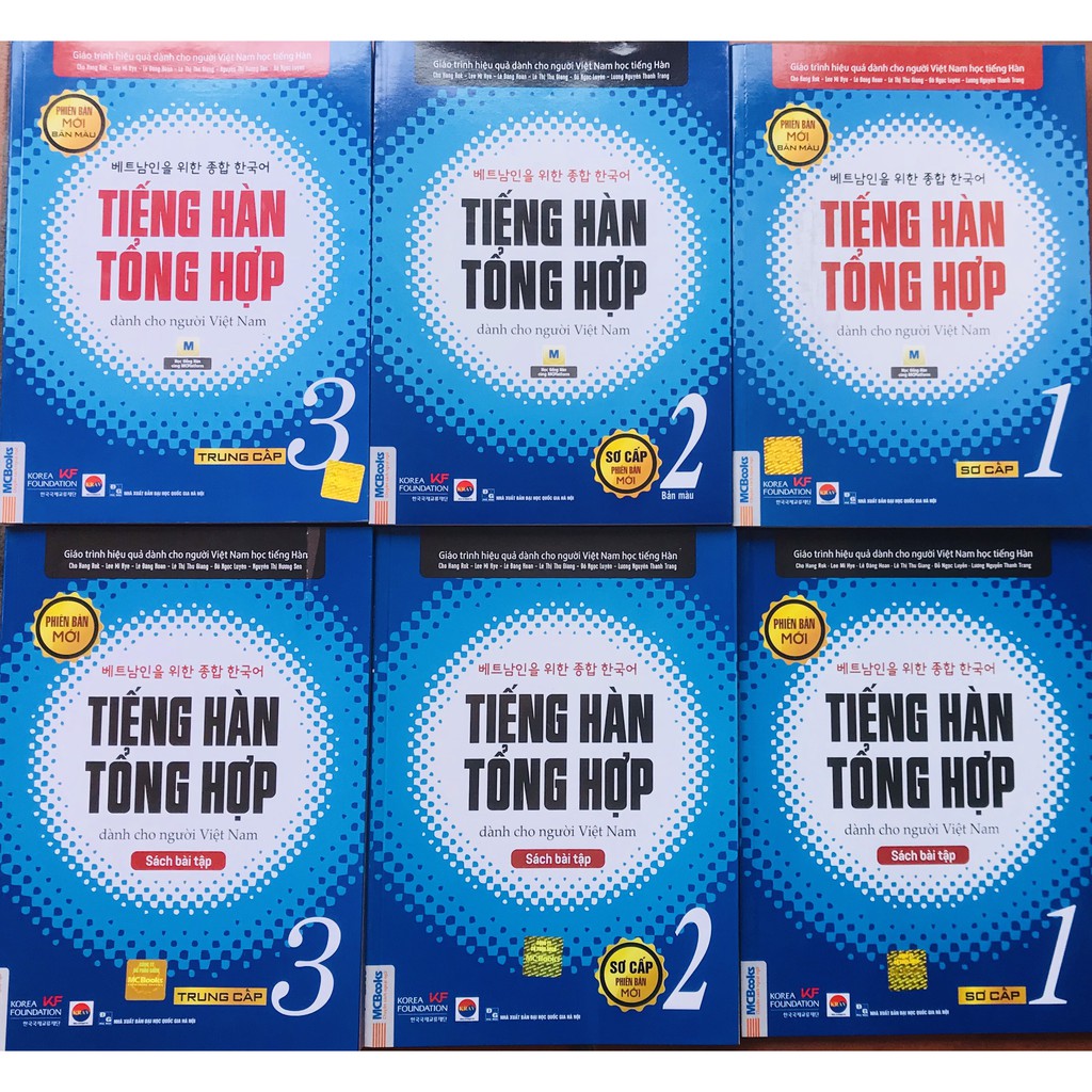 Sách - Combo Tiếng Hàn Tổng Hợp Dành Cho Người Việt Nam Sơ Cấp + Trung Cấp (tập 1+ 2+ 3) bản 4 màu