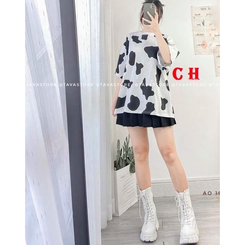 Sét áo bò sữa+chân váy xếp li CH12