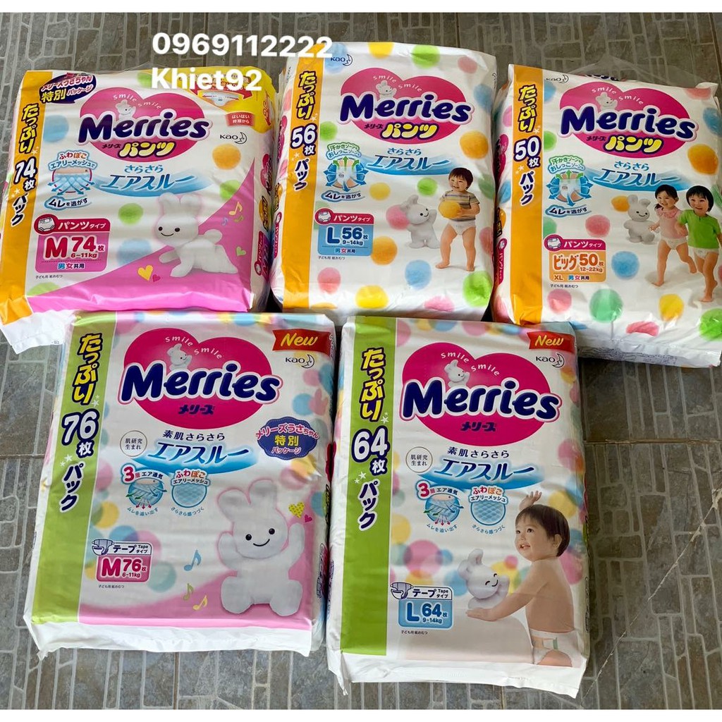 TÃ DÁN / QUẦN MERRIES JUMBO NỘI ĐIẠ M74, M76, Xl50,XXL32..m