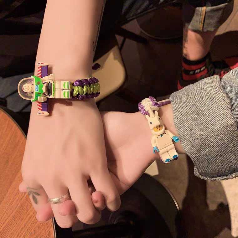 [Giao Hàng Miễn Phí] Vòng Tay Bện Dây Họa Tiết Hoạt Hình Dễ Thương Cho Cặp Đôi 2224