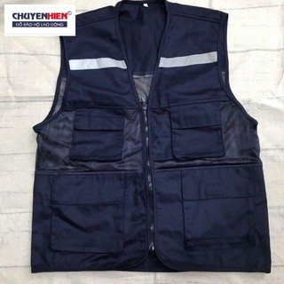 Áo gile kĩ sư có phản quang màu xanh than