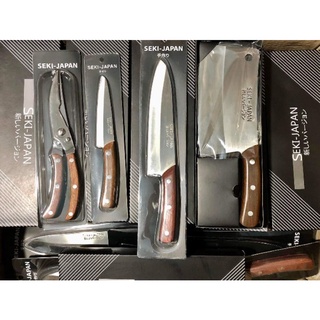 Bộ dao kéo Seki 4 món Nhật Bản: Dao chặt, dao thái thịt, dao thái hoa quả, kéo cắt gà