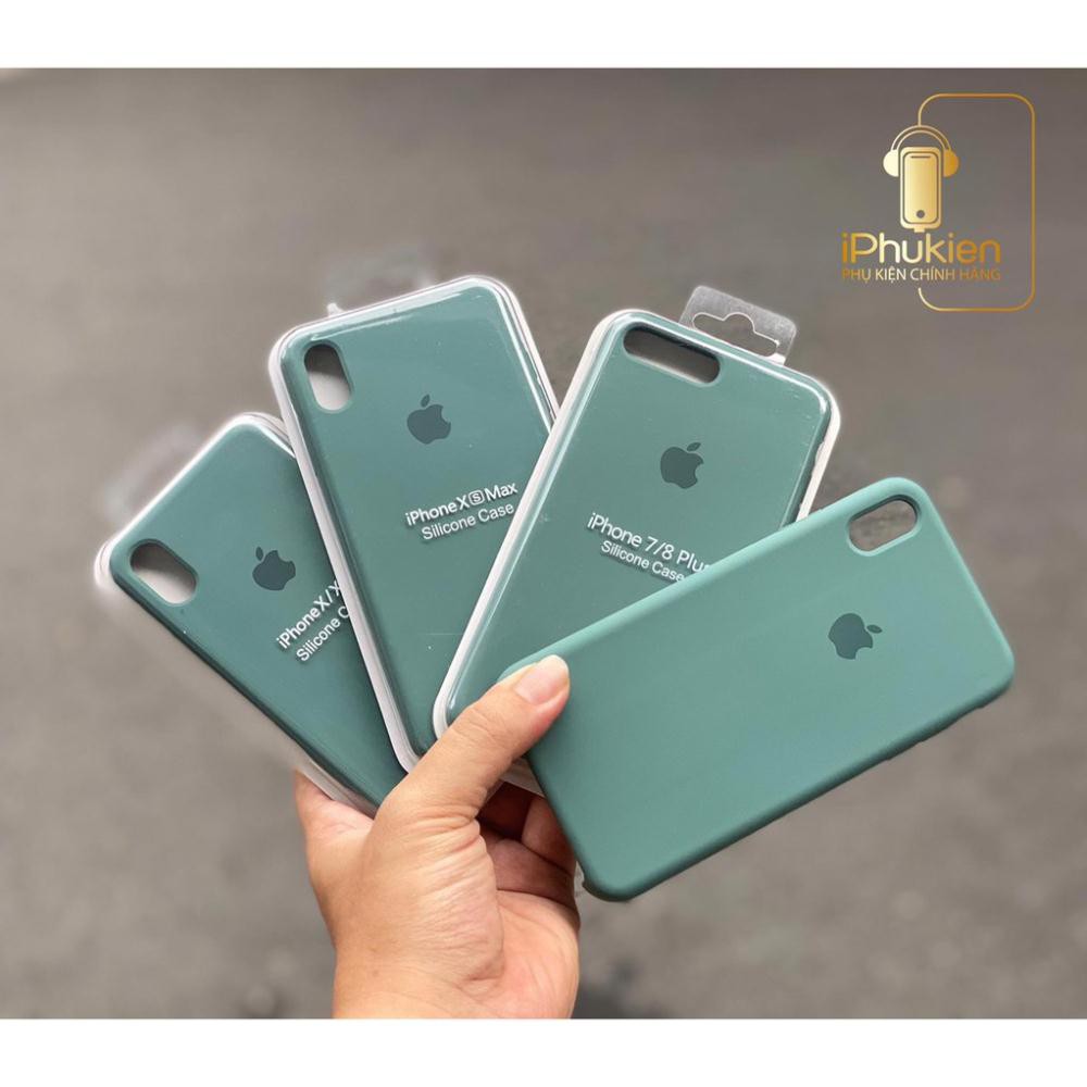 Ốp iphone-Ốp chống bẩn MÀU XANH BÓNG ĐÊM dễ lau chùi logo quả táo lót nỉ chống sốc iphone 6 đến xs max