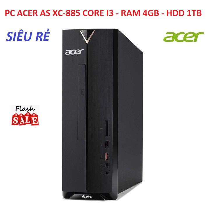 Máy Tính Để Bàn, Acer AS XC-885 Chip Core i3-8100 - Ram 4GB - HDD 1TB - Chính Hãng Siêu Bền