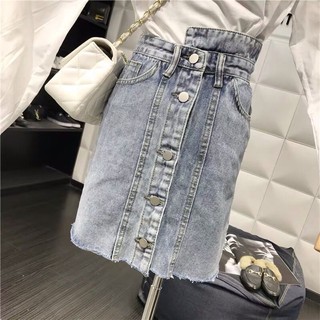 (Order) bigsize- Chân váy bò cài khuy cạp lệch