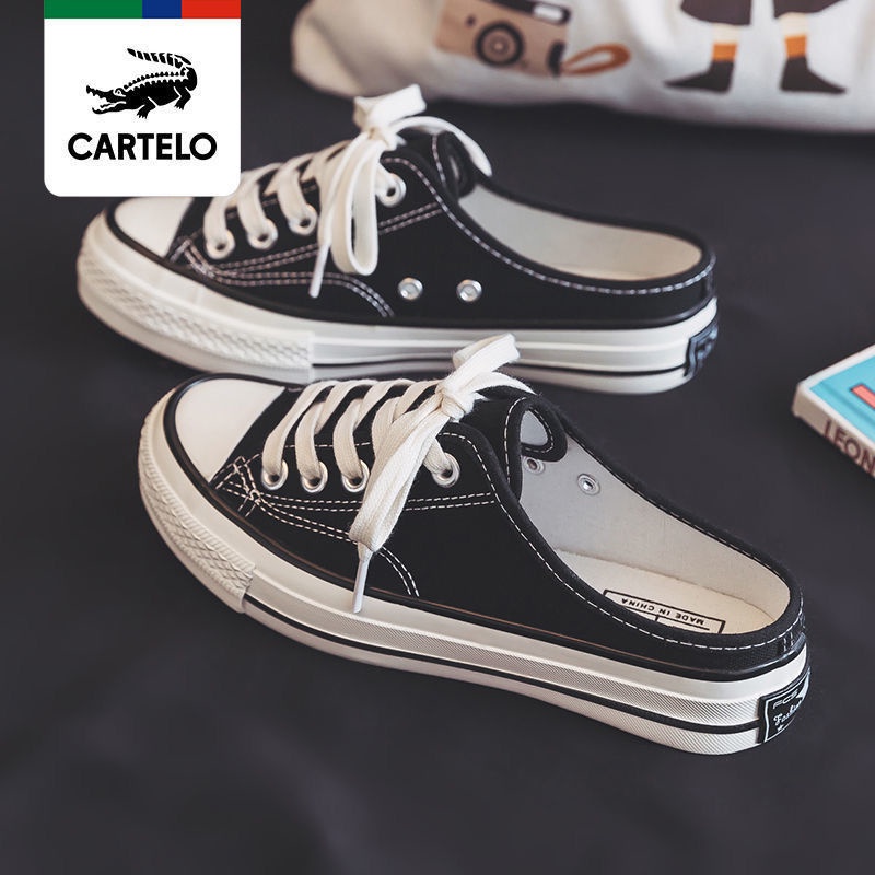 Giày Thể Thao canvas Hở Gót Không Gót Phong Cách Hàn Quốc Mới 2021 Dành Cho Nữ