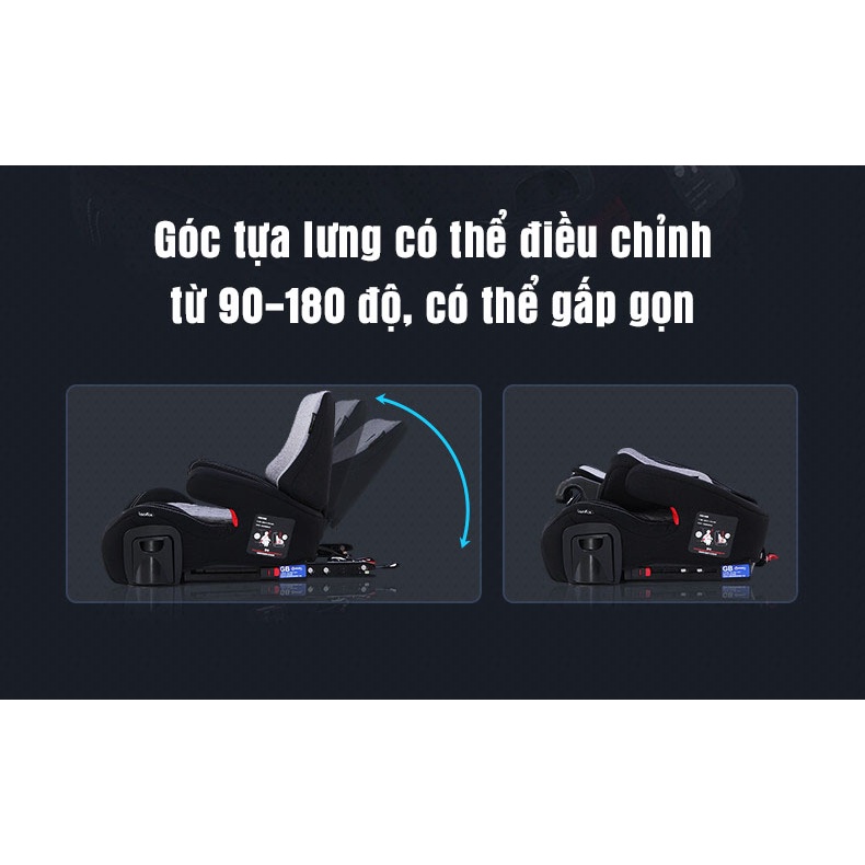Ghế ngồi ô tô cho bé Bewell  chuẩn ISO FIX 9001-2000 với tựa lưng điều chỉnh, đạt tiêu chuẩn 3C do TQ cấp