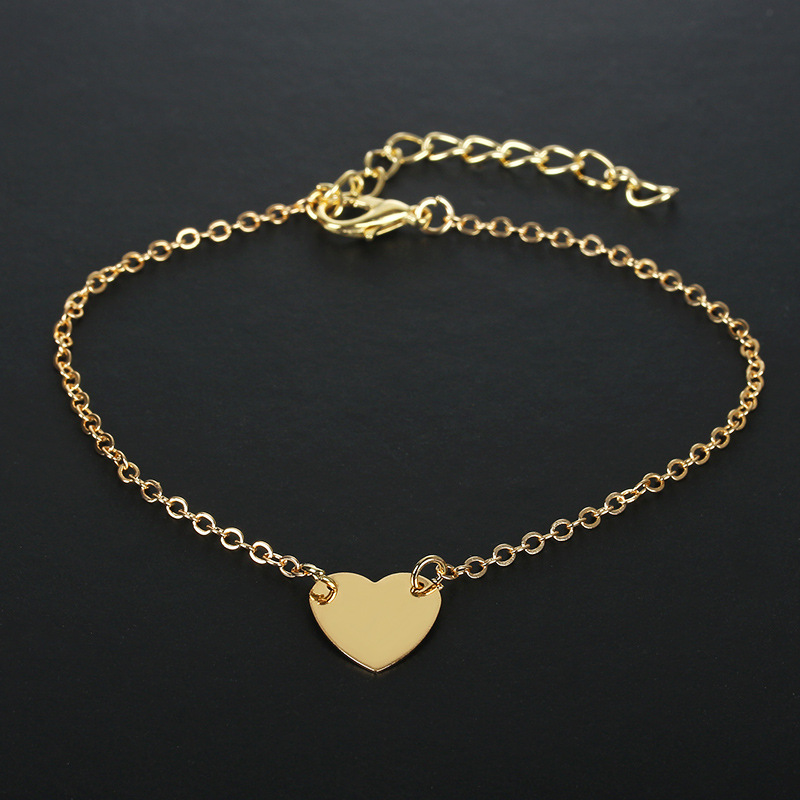 ✨ 【✅COD】 ✨European American Foreign Trade Fashion Simple Love Peach Heart Bracelet Anklet Hand Jewelry Cheap Wholesale