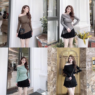 Áo thun dài tay nữ lệch vai sành điệu a93