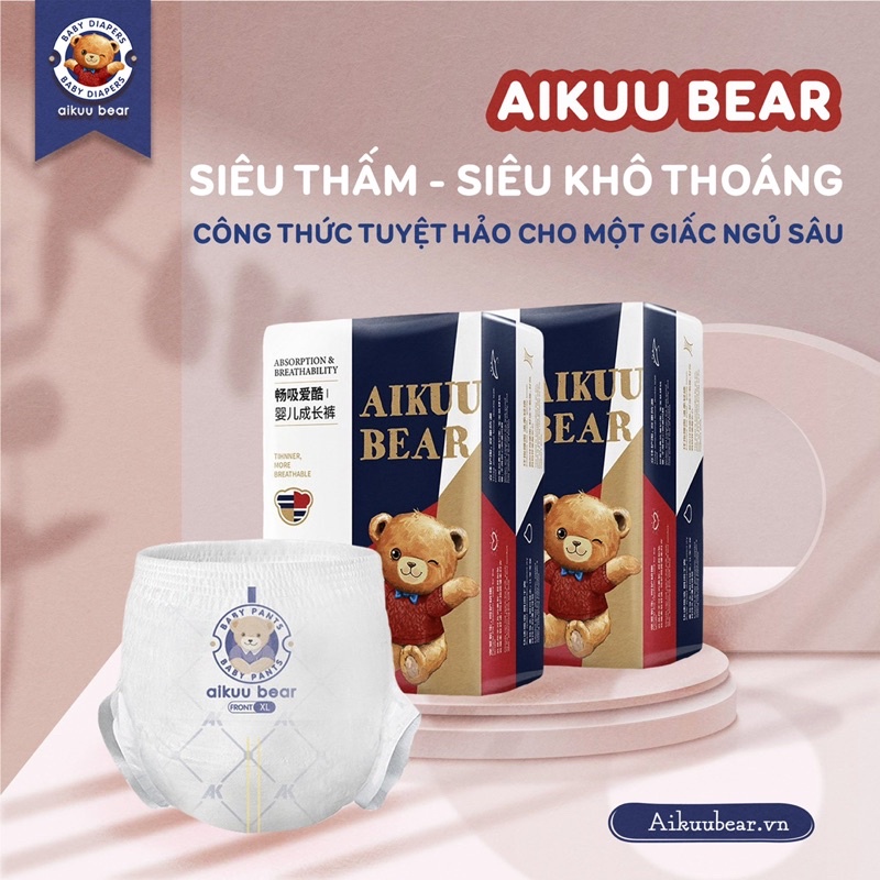 [ 1 Thùng ] Bỉm Aikuu Bear FREESHIP Tã Aikuu Bear Dán/Quần đủ size S112,M100/M100,L96,XL92,XXL88,XXXL84