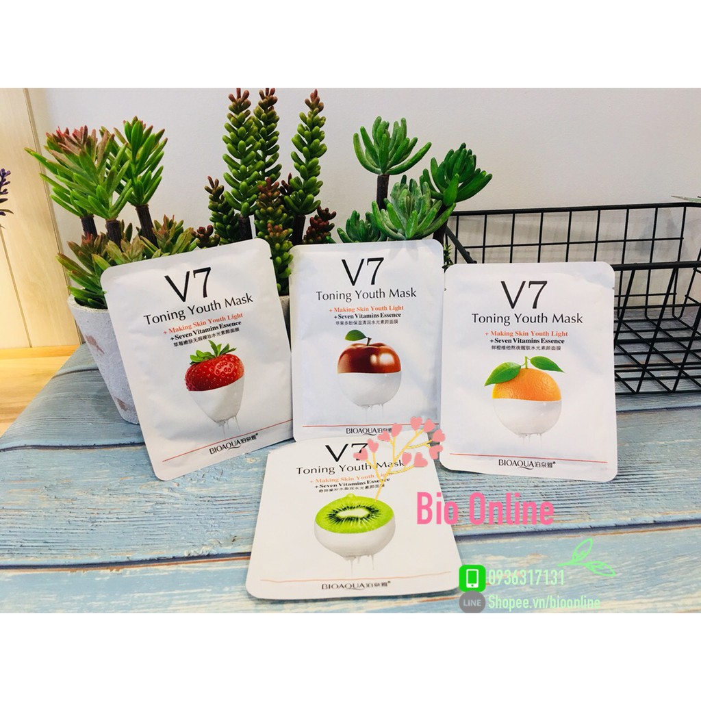 [BIOAQUA V7] Mặt nạ V7 Toning Youth Mask - Mask nội địa Trung trái cây