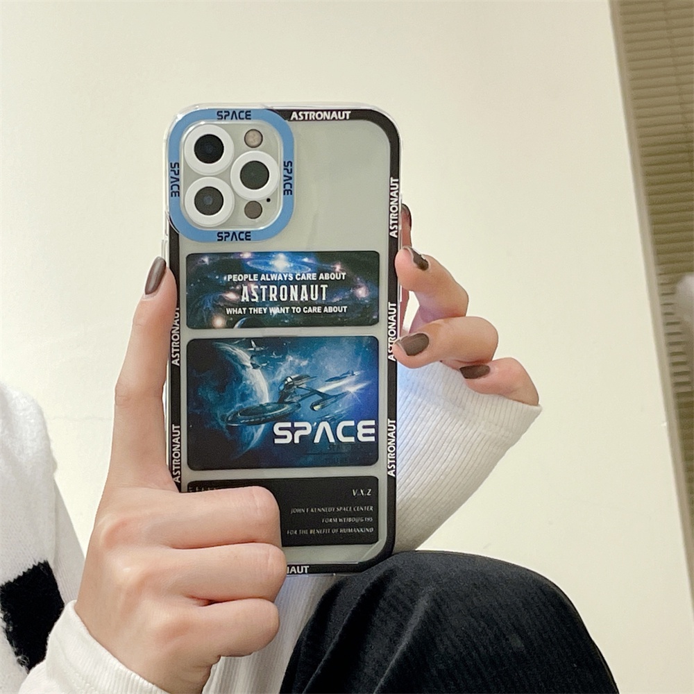 Ốp Điện Thoại Trong Suốt In Hình Tàu Không Gian Bảo Vệ camera Cho iphone 11 13 12 pro max Xs max XR 7 8 plus se2020