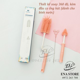 Bộ Cọ Silicon Rửa Bình Sữa, Núm Xoay 360 độ