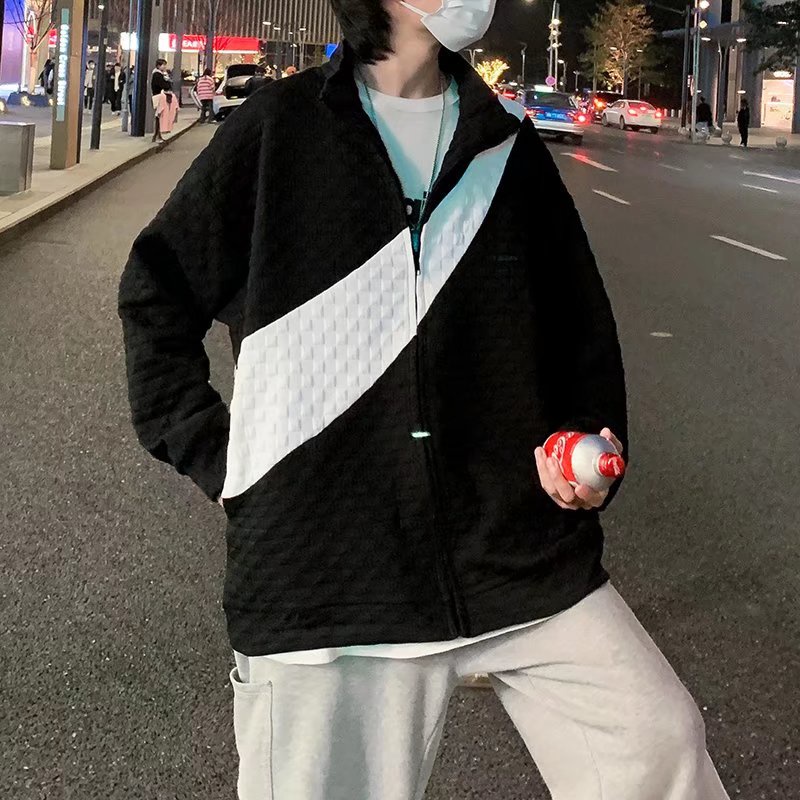 Áo Khoác cardigan Cổ Đứng Tay Dài Dáng Rộng Có Khóa Kéo Phong Cách Hàn Quốc Thời Trang Cho Nam Và Nữ