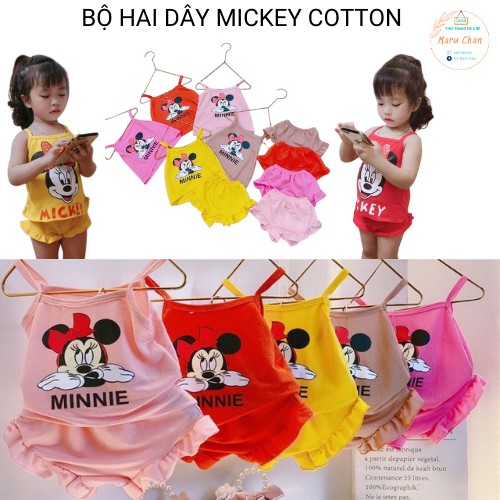 Bộ hai dây mickey cho bé gái cotton đủ các màu chất mềm mại, thấm hút mồ hôi 8-18kg