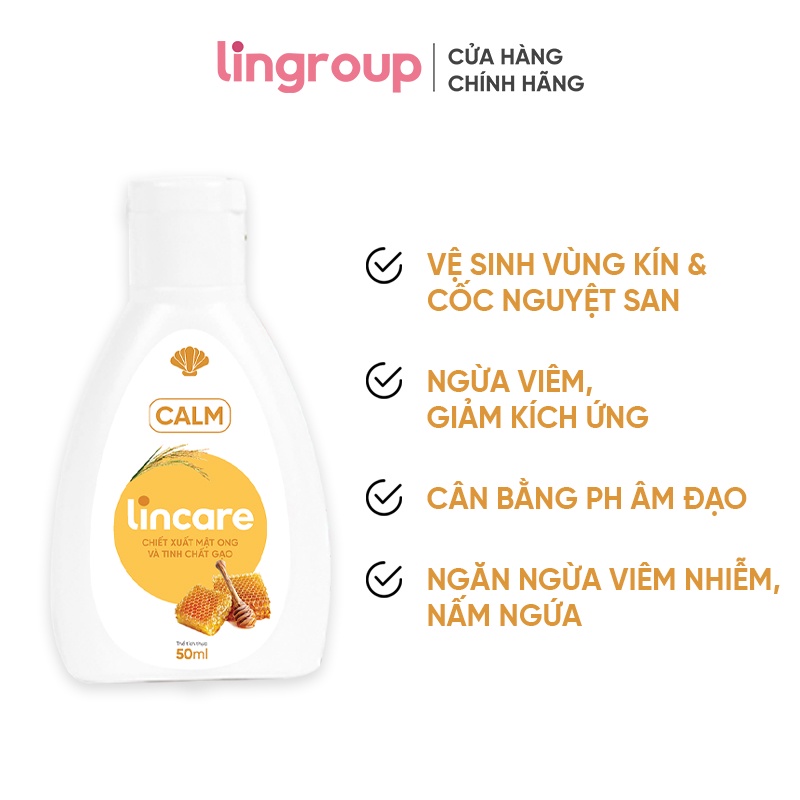 Dung dịch vệ sinh phụ nữ và cốc nguyệt san Lincare Calm Chiết xuất mật ong (Gel, 50ml)