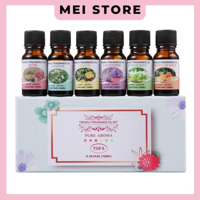 Hộp 6 Chai Tinh Dầu Thơm PURE AROMA Dịu Nhẹ Thiên Nhiên Nguyên Chất