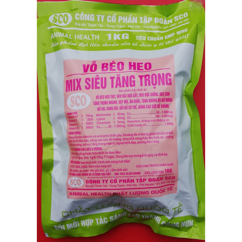 100g VỖ BÉO HEO MIX SIÊU TĂNG TRỌNG Vỗ béo heo thịt, heo nái quá gầy, heo đực giống, heo con, tăng trọng nhanh