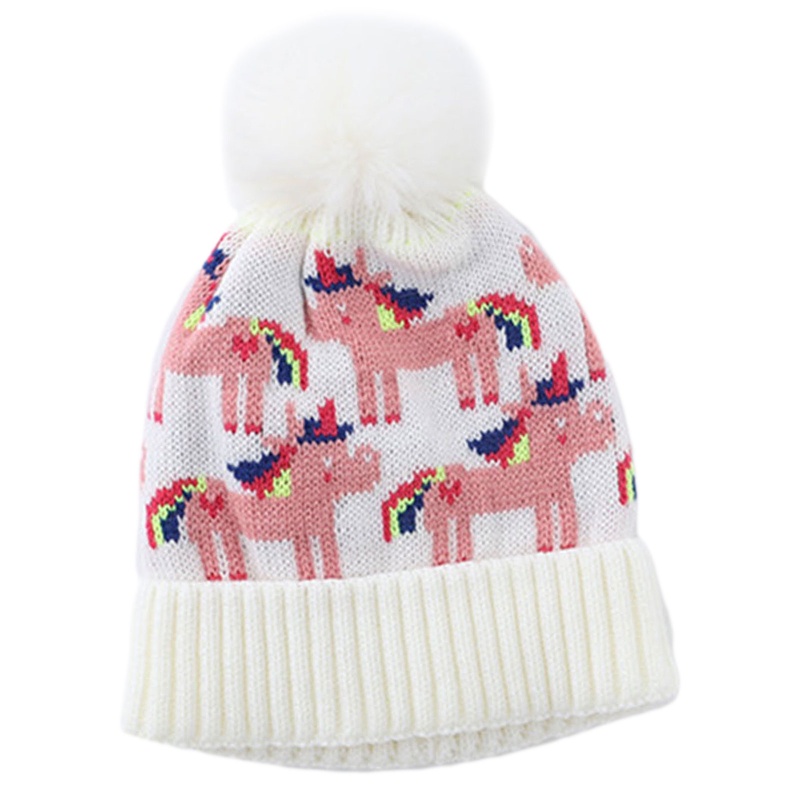 Mũ beanie Trùm Đầu Đính Quả Bông Dễ Thương Cho Bé 1-6 Tuổi