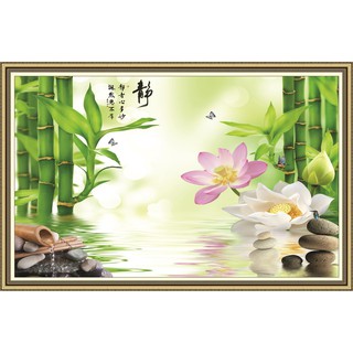 Tranh dán tường 3D Trang Trí Spa Tranh Tâm Tịnh FL0114K Phủ Kim Sa