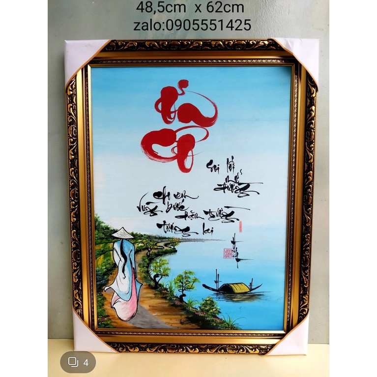 Thư pháp Ơn cô . TRI ÂN Thầy cô. Quà tặng 20/11, 8/3, 20/10,  sinh nhật, tết. Tranh vẽ tay 48cm x 62cm