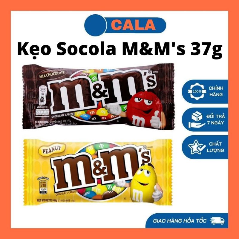 (2 Vị) Kẹo Socola M&amp;M's Sữa Và Đậu Phộng 37g