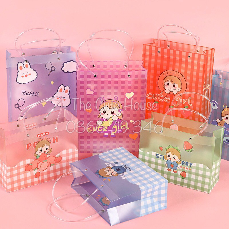 Túi Nhựa Trong Suốt Đựng Đồ/ Quà Tặng Đa Năng Tiện Dụng In Hoạ Tiết Hoạt Hình Đáng Yêu | BigBuy360 - bigbuy360.vn