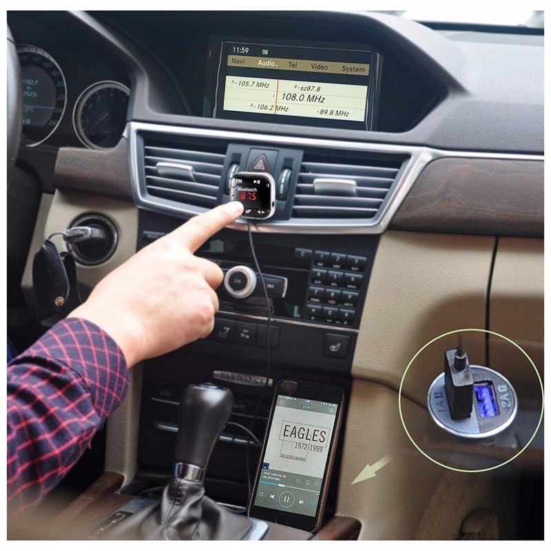 Car Wireless Bluetooth FM Transmitter Kit MP3 Player Black
