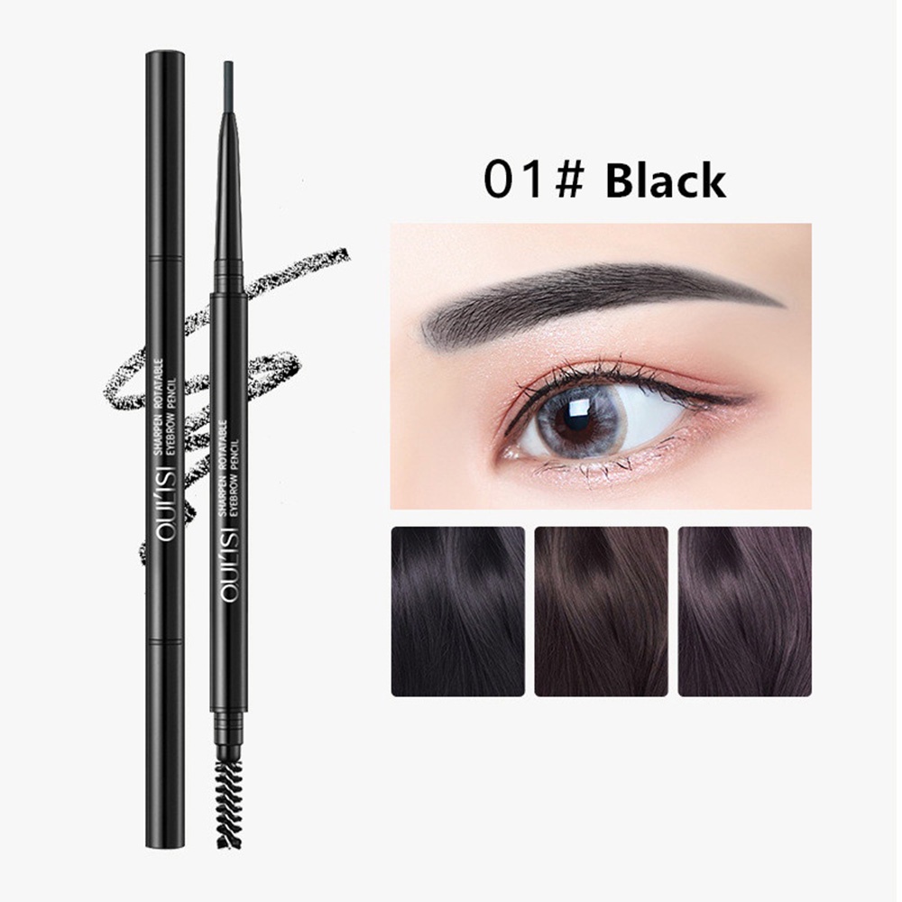 Bút Chì Kẻ Lông Mày Màu Đen / Nâu Lâu Trôi Chống Thấm Nước Tự Nhiên Thân Thiện Với Da Có Cọ Trang Điểm Hiệu OULISI