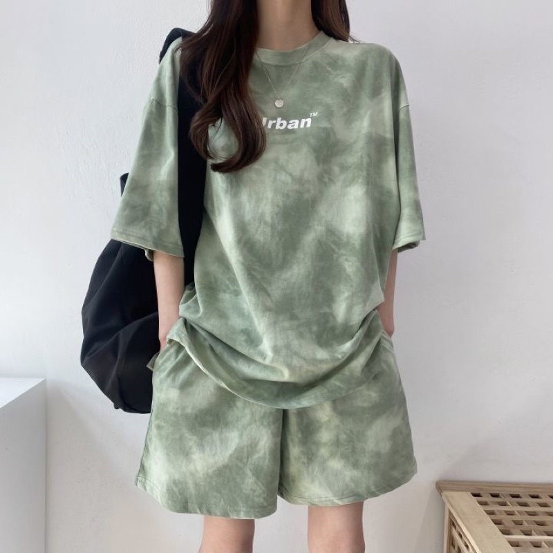 Set bộ quần áo cộc Unisex nam nữ mùa hè Urban quảng châu chất nỉ mỏng phù hợp đi chơi, đi học 2022