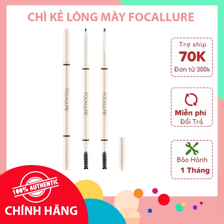 CHÌ KẺ LÔNG MÀY FOCALLURE MÀU BỀN CHỐNG NƯỚC THIẾT KẾ ĐẦU TRÒN VÀ TAM GIÁC HỖ TRỢ TRANG ĐIỂM TIỆN DỤNG 0.1G