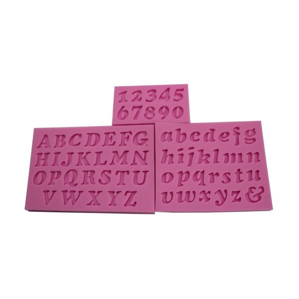 Bộ 3 khuôn silicone tạo hình fondant hình chữ cái và số