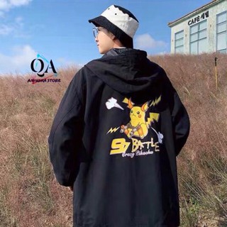 Áo Khoác Dù Nam Pkachu ⚡97STTEL From Rộng Size L XL