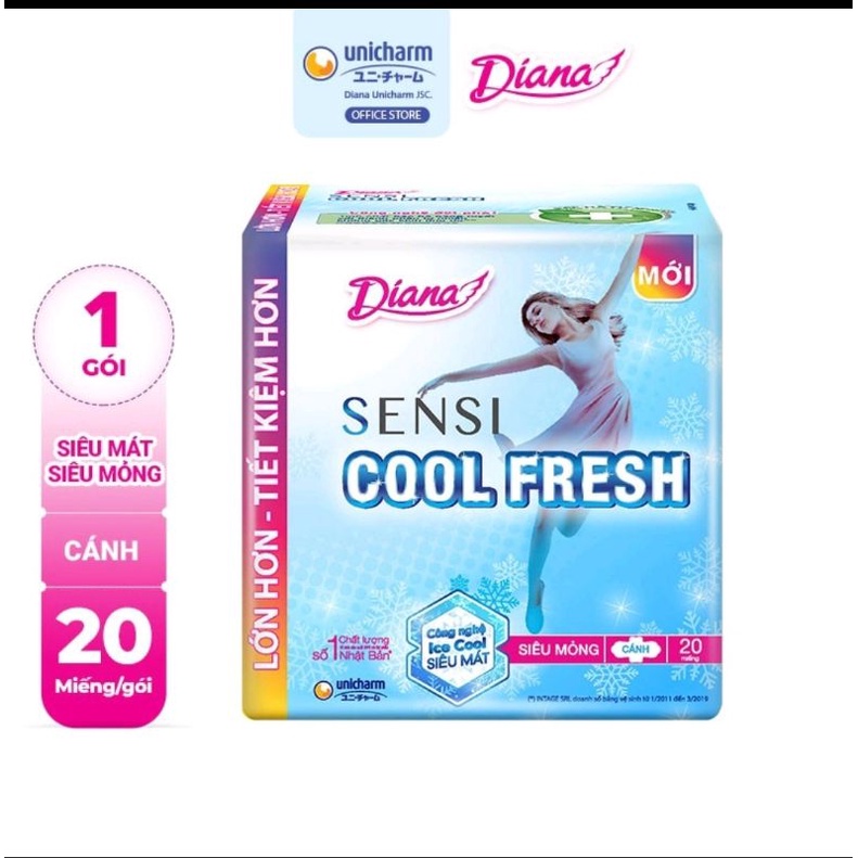 Băng vệ sinh Diana SenSi Cool Fresh siêu mỏng cánh (gói 20 miếng)