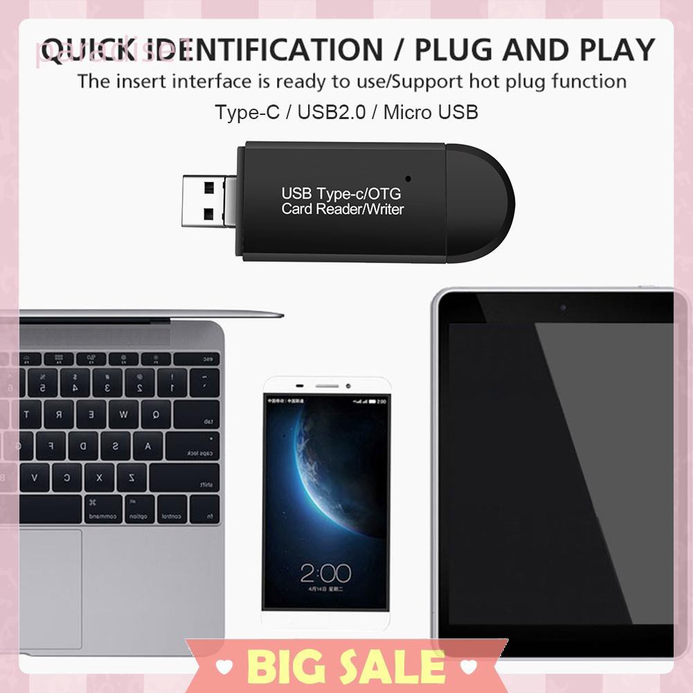 Đầu Đọc Thẻ Nhớ 3 Trong 1 Loại C USB Micro OTG | BigBuy360 - bigbuy360.vn