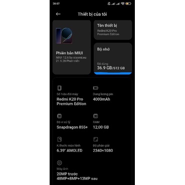 Redmi K20 Pro Premium Chính Hãng Xiaomi rom EU Sẵn Tiếng Việt ram 12G/ 512G