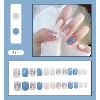 Móng Tay Giả họa tiết ngọn lửa Xanh LCR114 giá rẻ - Hộp Nails 24 Móng Tay , Móng làm sẵn