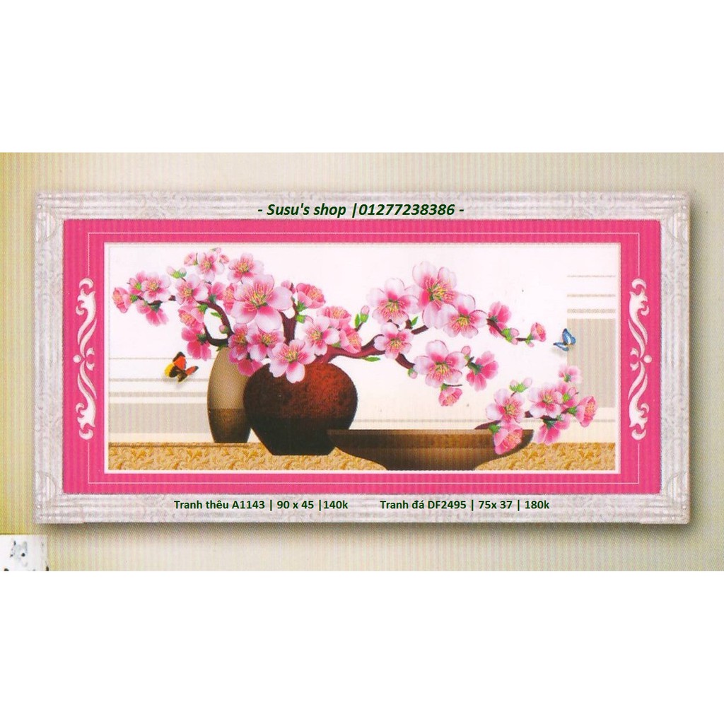 Tranh thêu chữ thập bình hoa A1143 (KT: 90 x 45 cm)