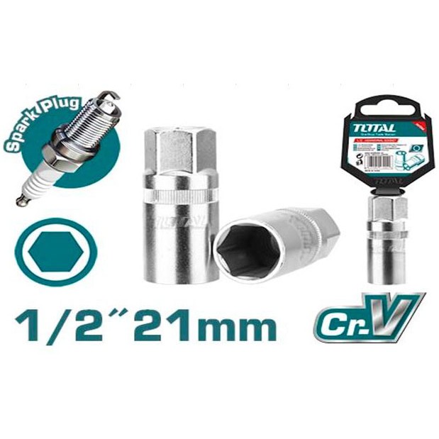 21mm Đầu tuýp lục giác mở bugi xe máy 1/2" Total THSPS12216