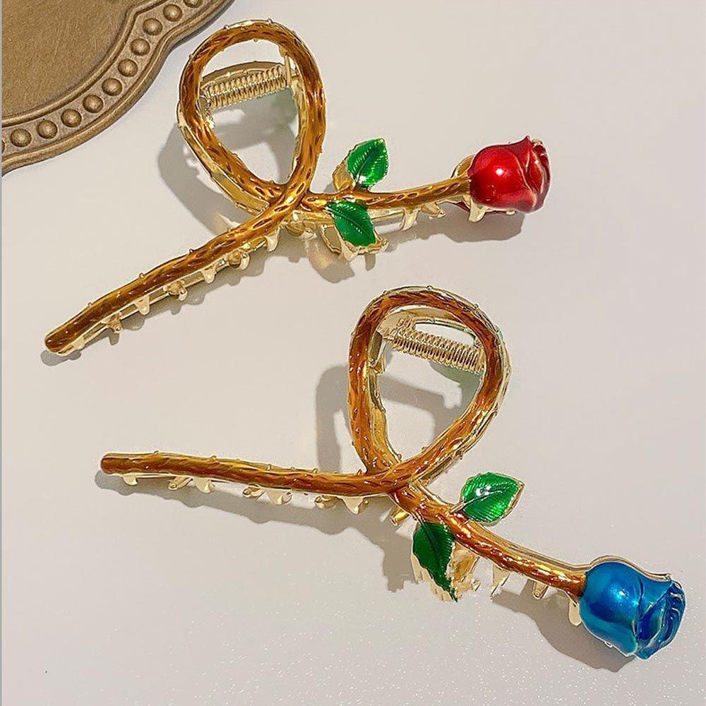 Kẹp Tóc Càng Cua Đính Hoa Hồng Đơn Giản Thời Trang Cho Nữ