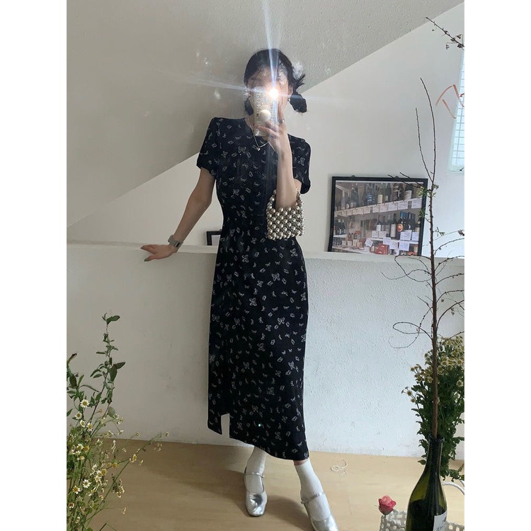 Đầm Sườn Xám Dáng Dài Hở Lưng Phong Cách Trung Hoa Thời Trang Mùa Hè 2022 Mới